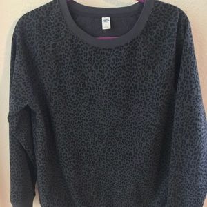 Old Navy Black Grey Leopard crewneck